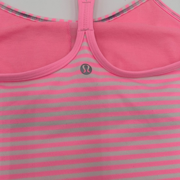 Lululemon Power Y Tank Pink and White Striped Women’s Size 6 - Picture 4 of 5